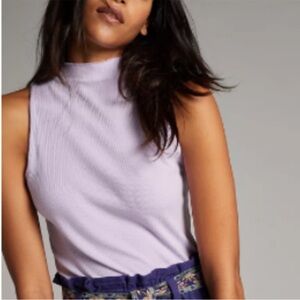 Anthropologie Maeve mock neck ribbed tank size small spring lavender
